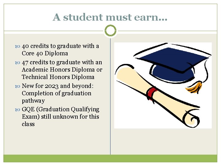 A student must earn… 40 credits to graduate with a Core 40 Diploma 47