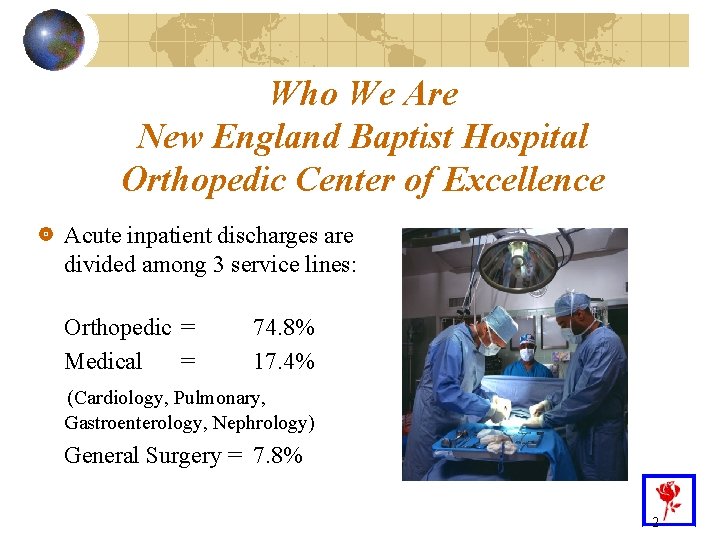 Who We Are New England Baptist Hospital Orthopedic Center of Excellence Acute inpatient discharges