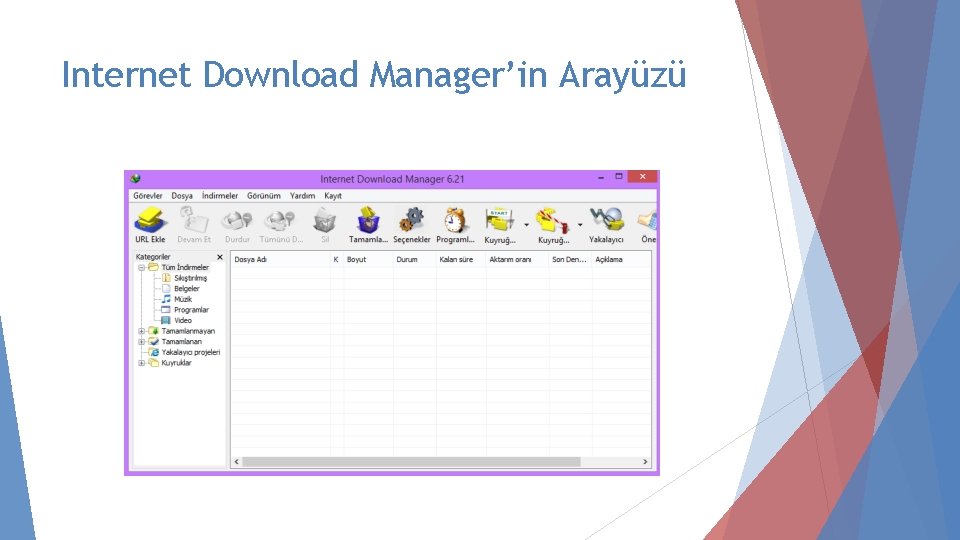 Internet Download Manager’in Arayüzü 