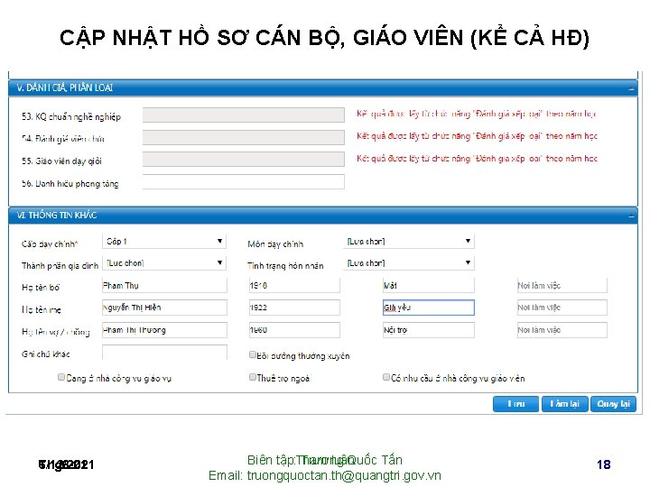 CẬP NHẬT HỒ SƠ CÁN BỘ, GIÁO VIÊN (KỂ CẢ HĐ) Thg 6 -21