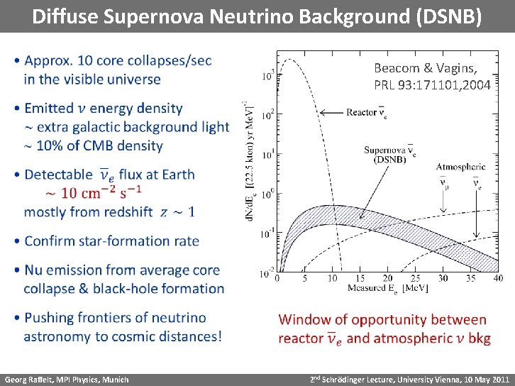 Diffuse Supernova Neutrino Background (DSNB) Beacom & Vagins, PRL 93: 171101, 2004 Georg Raffelt,