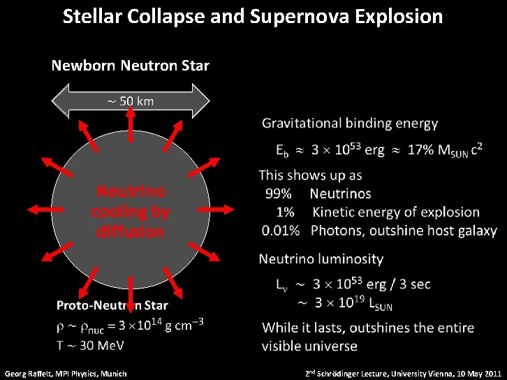 Stellar Collapse and Supernova Explosion Newborn Neutron Star Neutrino cooling by diffusion Georg Raffelt,