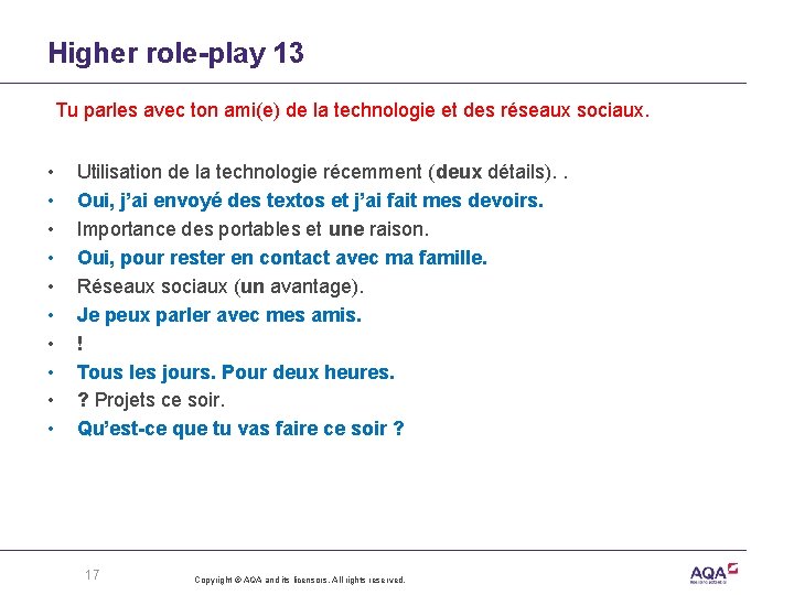 Higher role-play 13 Tu parles avec ton ami(e) de la technologie et des réseaux