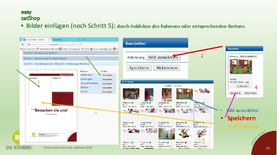 easy cat. Shop • Bilder einfügen (noch Schritt 5): durch Anklicken des Rahmens oder