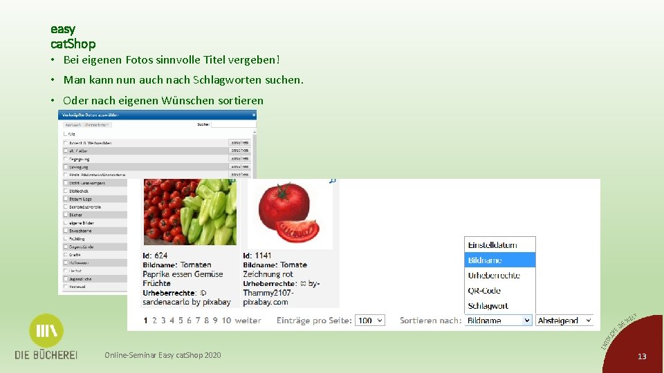 easy cat. Shop • Bei eigenen Fotos sinnvolle Titel vergeben! • Man kann nun