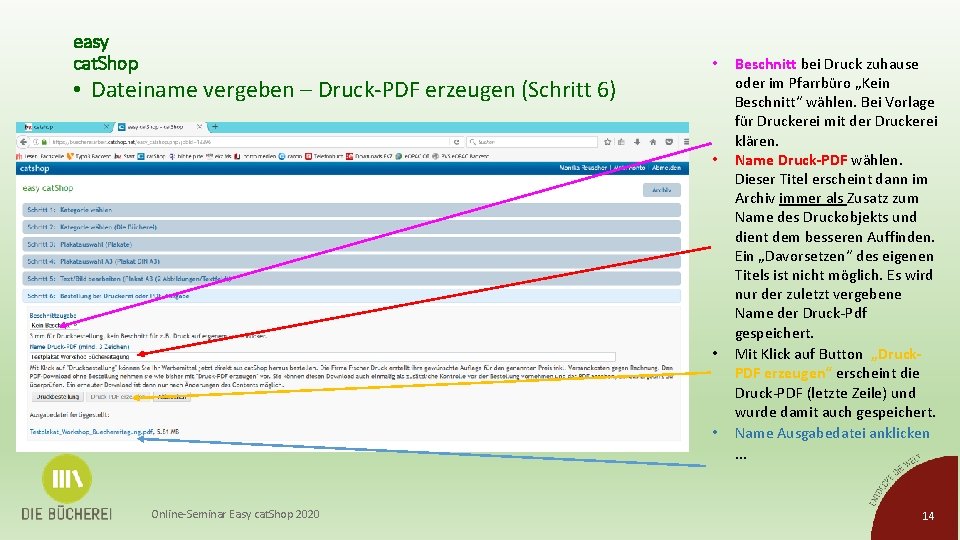 easy cat. Shop • • Dateiname vergeben – Druck-PDF erzeugen (Schritt 6) • •