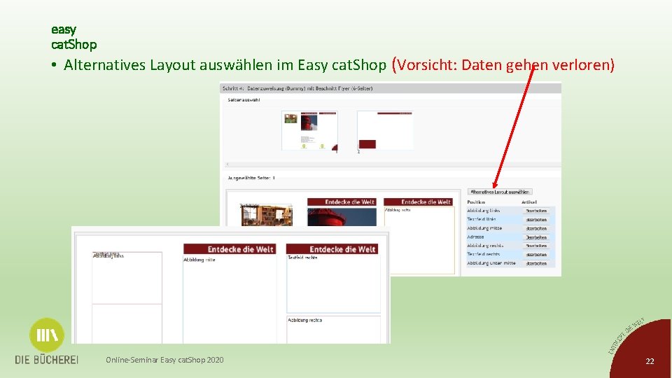 easy cat. Shop • Alternatives Layout auswählen im Easy cat. Shop (Vorsicht: Daten gehen