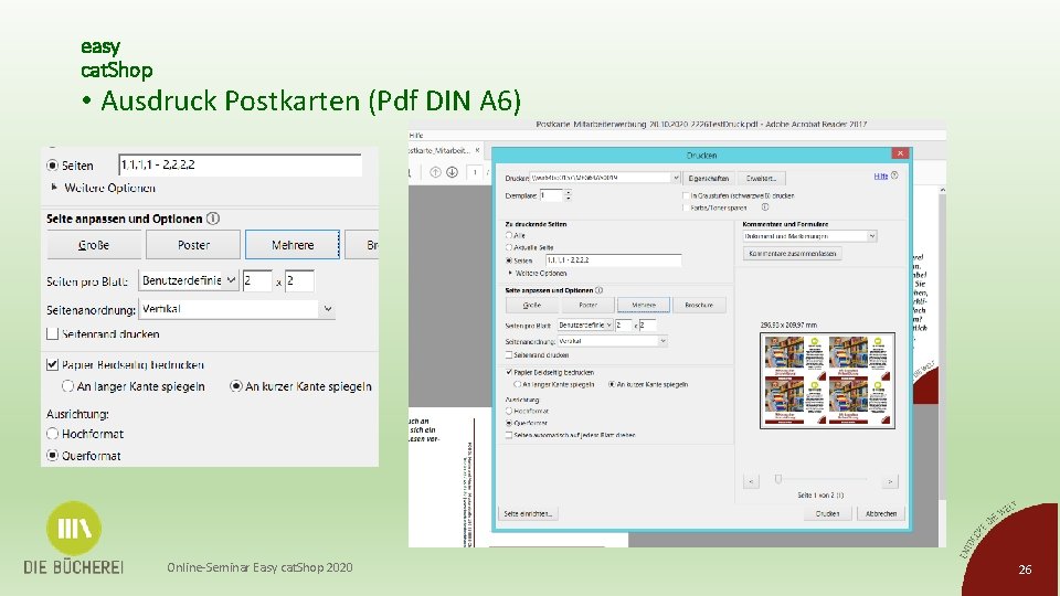 easy cat. Shop • Ausdruck Postkarten (Pdf DIN A 6) Online-Seminar Easy cat. Shop