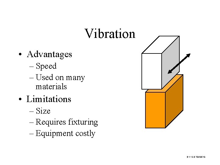 Vibration • Advantages – Speed – Used on many materials • Limitations – Size