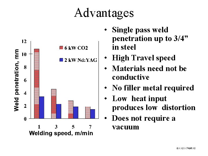 Advantages • Single pass weld penetration up to 3/4” in steel • High Travel