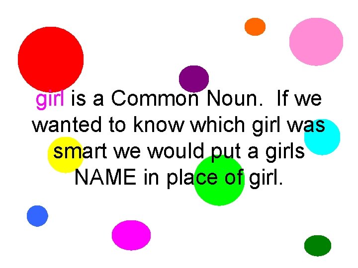 girl is a Common Noun. If we wanted to know which girl was smart