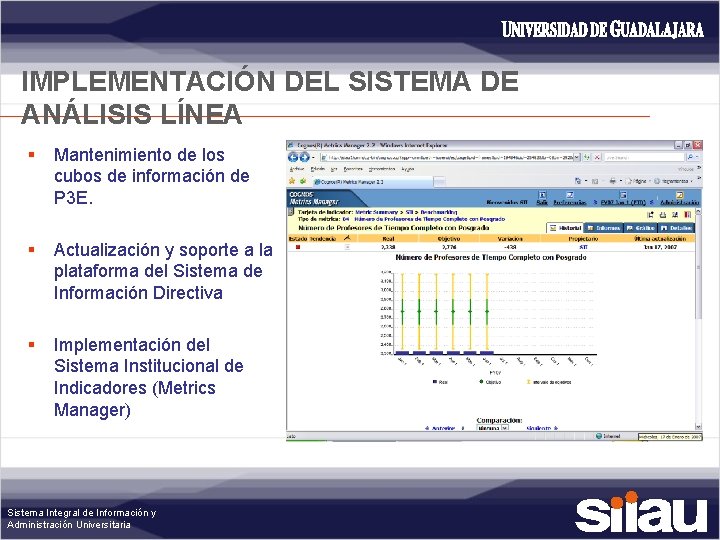 IMPLEMENTACIÓN DEL SISTEMA DE ANÁLISIS LÍNEA § Mantenimiento de los cubos de información de