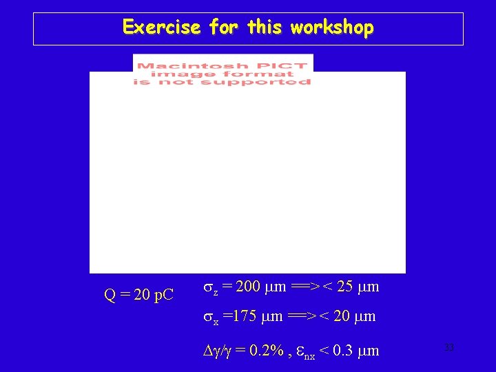 Exercise for this workshop Q = 20 p. C z = 200 m ==>