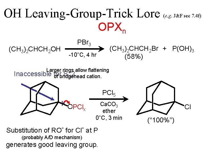 OH Leaving-Group-Trick Lore (e. g. J&F sec 7. 4 f) OPXn (CH 3)2 CHCH