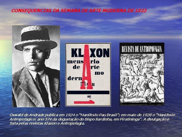 CONSEQUENCIAS DA SEMANA DE ARTE MODERNA DE 1922 Oswald de Andrade publica em 1924