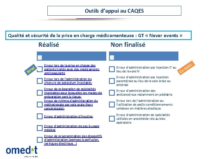 Outils d’appui au CAQES Qualité et sécurité de la prise en charge médicamenteuse :