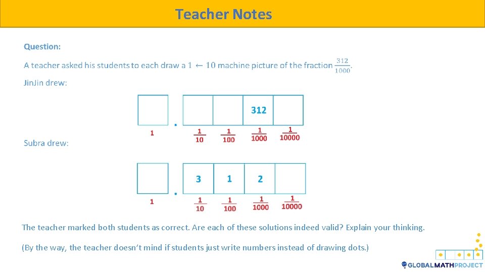 Teacher Notes The teacher marked both students as correct. Are each of these solutions