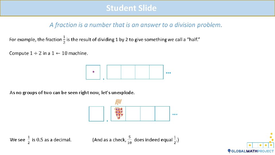Student Slide As no groups of two can be seen right now, let’s unexplode.