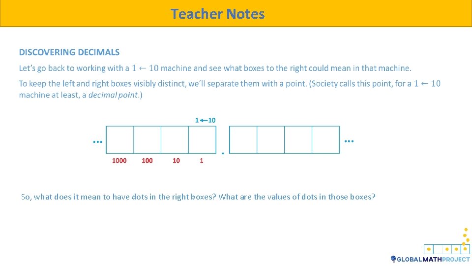 Teacher Notes So, what does it mean to have dots in the right boxes?