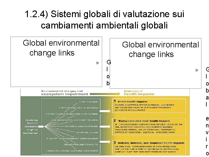 1. 2. 4) Sistemi globali di valutazione sui cambiamenti ambientali globali Global environmental change