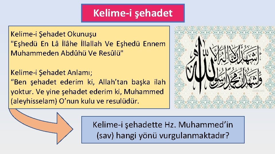 Kelime-i şehadet Kelime-i Şehadet Okunuşu "Eşhedü En Lâ İlâhe İllallah Ve Eşhedü Ennem Muhammeden