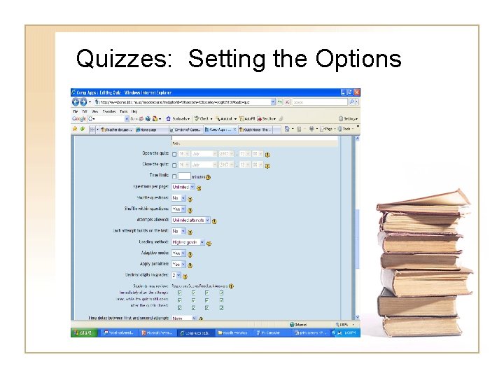 Quizzes: Setting the Options 