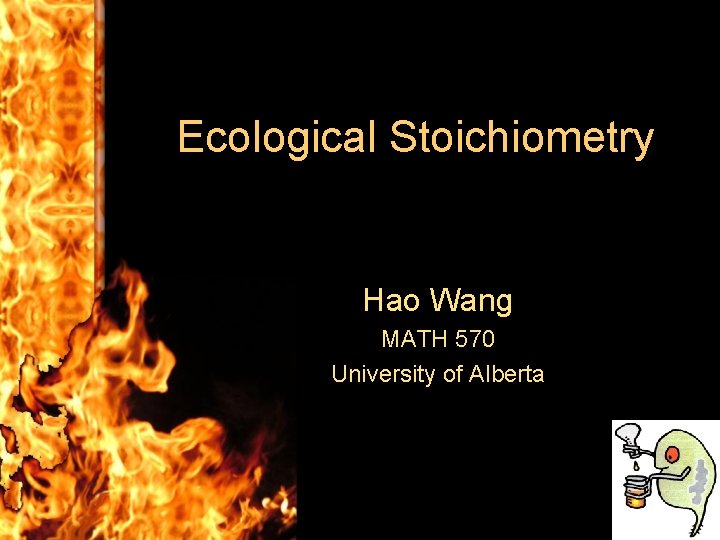 Ecological Stoichiometry Hao Wang MATH 570 University of Alberta 