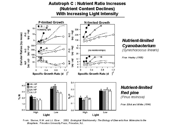 Autotroph C : Nutrient Ratio Increases (Nutrient Content Declines) With Increasing Light Intensity Nutrient-limited
