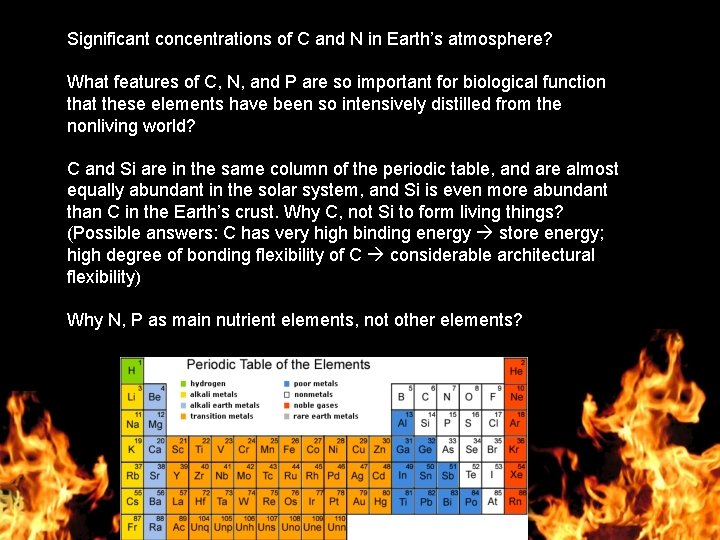 Significant concentrations of C and N in Earth’s atmosphere? What features of C, N,