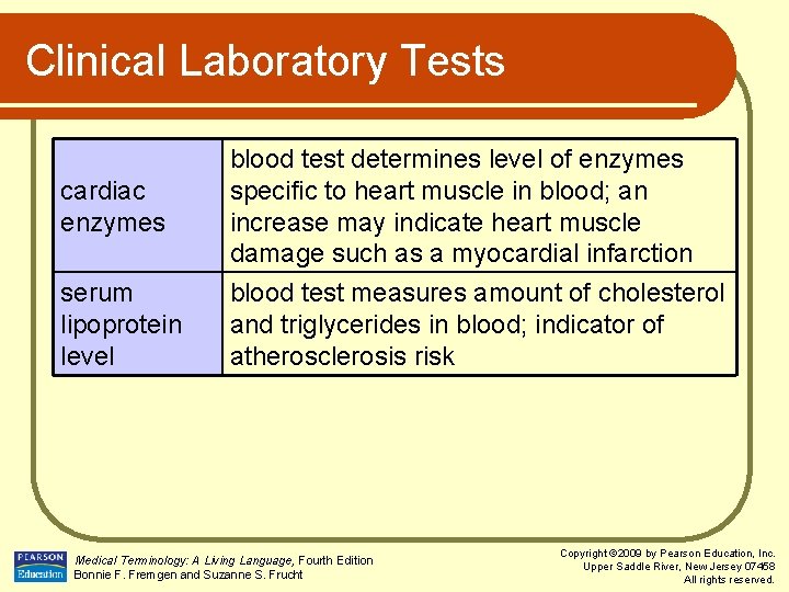Clinical Laboratory Tests cardiac enzymes serum lipoprotein level blood test determines level of enzymes