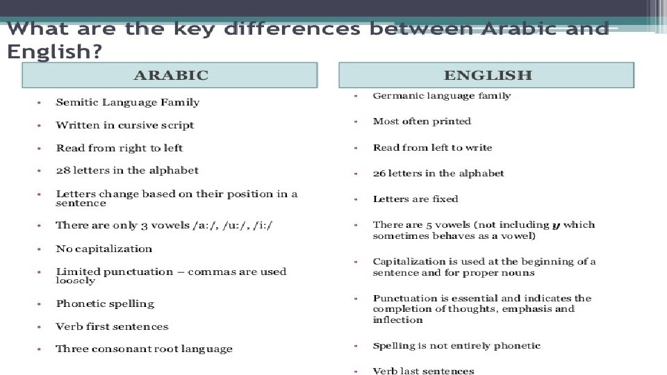 Arabic Lessons Niveen Sydam Lesson 1 Differences Between