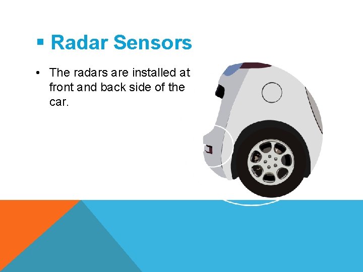 § Radar Sensors • The radars are installed at front and back side of