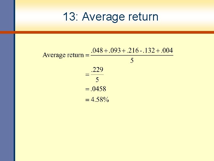 13: Average return 