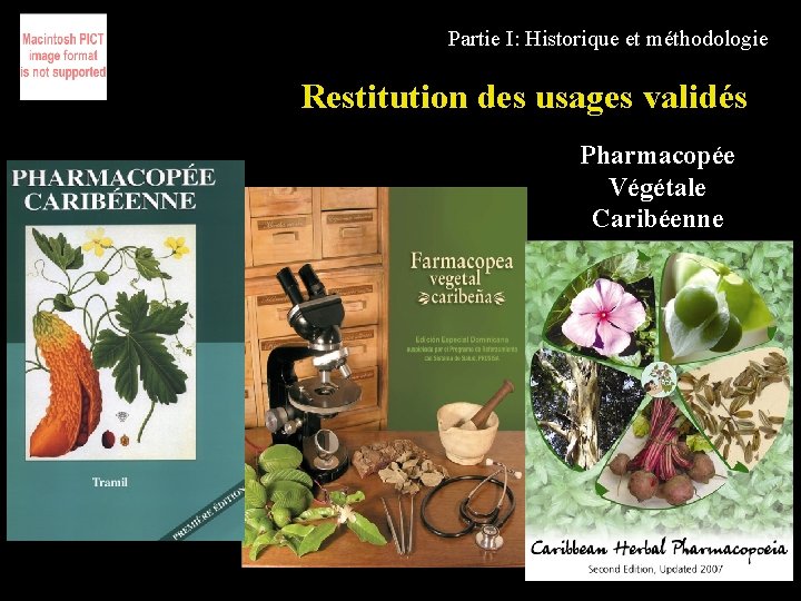 Partie I: Historique et méthodologie Restitution des usages validés Pharmacopée Végétale Caribéenne 10 