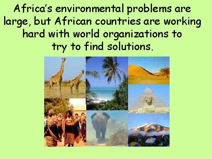 Africa’s environmental problems are large, but African countries are working hard with world organizations