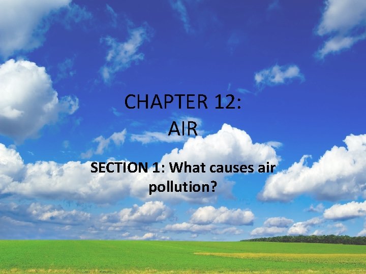 CHAPTER 12: AIR SECTION 1: What causes air pollution? 