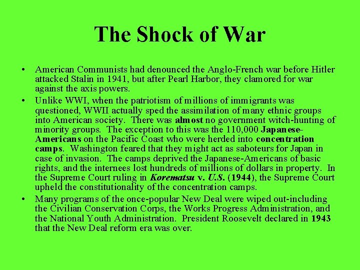 The Shock of War • American Communists had denounced the Anglo-French war before Hitler The Shock of War • American Communists had denounced the Anglo-French war before Hitler