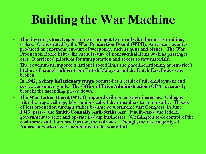 Building the War Machine • • The lingering Great Depression was brought to an Building the War Machine • • The lingering Great Depression was brought to an