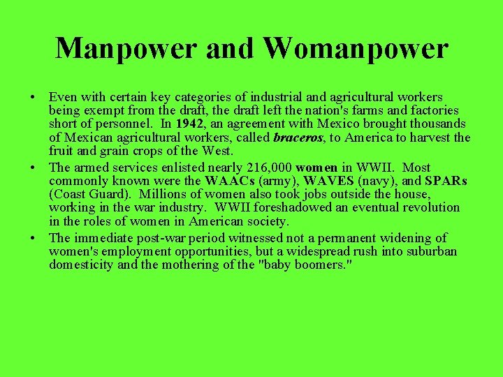Manpower and Womanpower • Even with certain key categories of industrial and agricultural workers Manpower and Womanpower • Even with certain key categories of industrial and agricultural workers