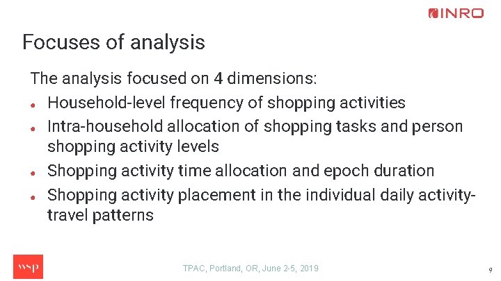 Focuses of analysis The analysis focused on 4 dimensions: ● Household-level frequency of shopping