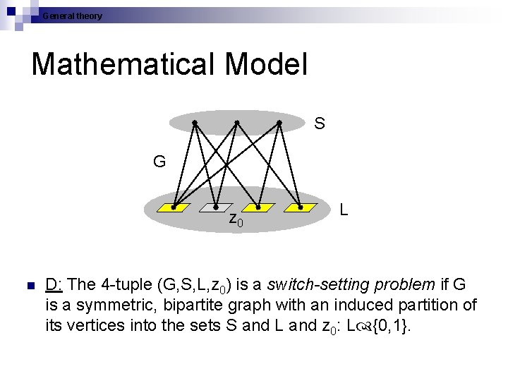 General theory Mathematical Model S G z 0 n L D: The 4 -tuple