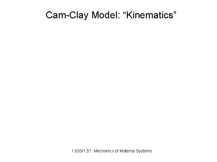 Cam-Clay Model: “Kinematics” 1. 033/1. 57: Mechanics of Material Systems 