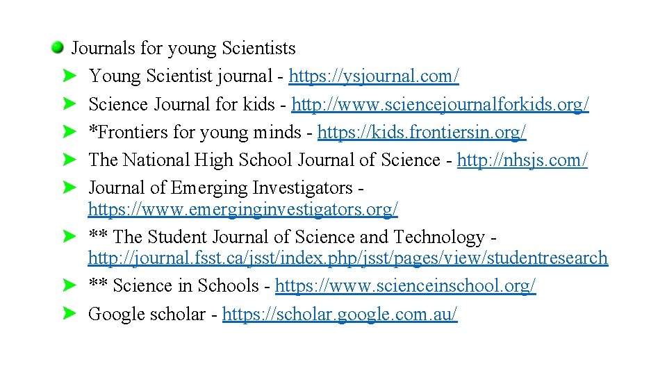 Journals for young Scientists Young Scientist journal - https: //ysjournal. com/ Science Journal for