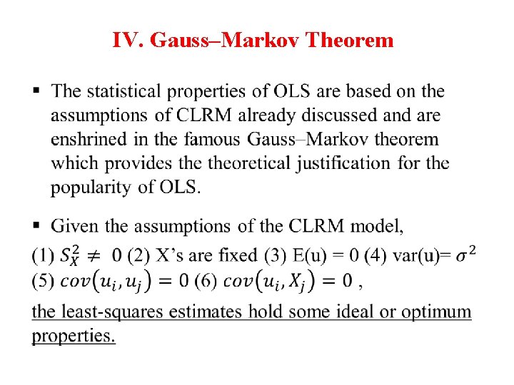 IV. Gauss–Markov Theorem • 