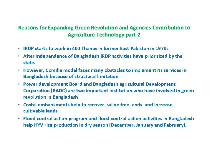 Reasons for Expanding Green Revolution and Agencies Contribution to Agriculture Technology part-2 • IRDP