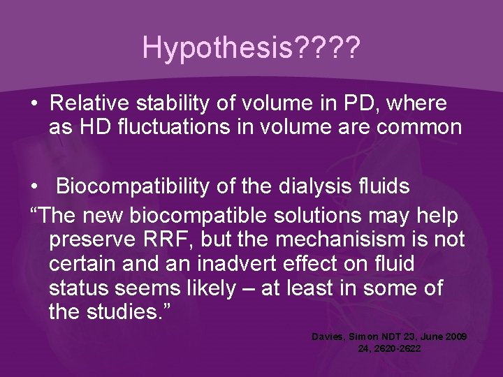 Hypothesis? ? • Relative stability of volume in PD, where as HD fluctuations in