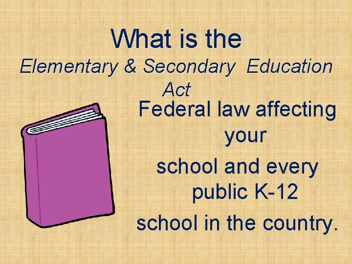 What is the Elementary & Secondary Education Act Federal law affecting your school and