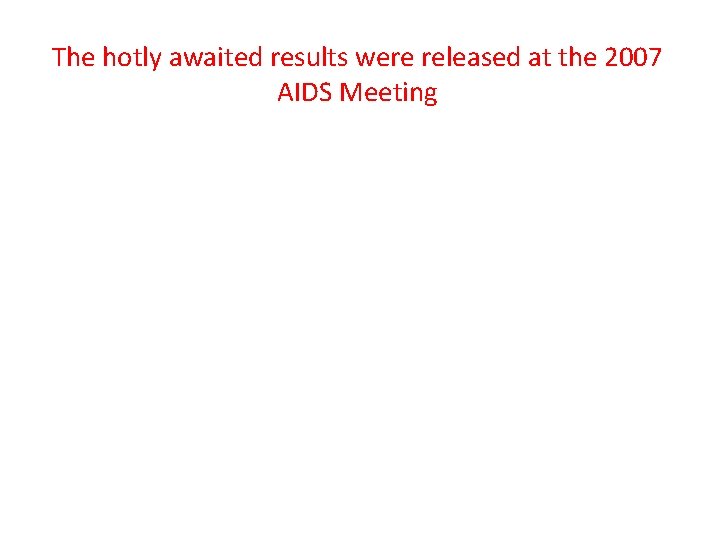 The hotly awaited results were released at the 2007 AIDS Meeting 