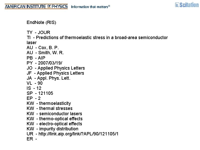 End. Note (RIS) TY - JOUR TI - Predictions of thermoelastic stress in a