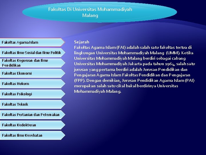 Fakultas Di Universitas Muhammadiyah Malang Fakultas Agama Islam Fakultas Ilmu Sosial dan Ilmu Politik